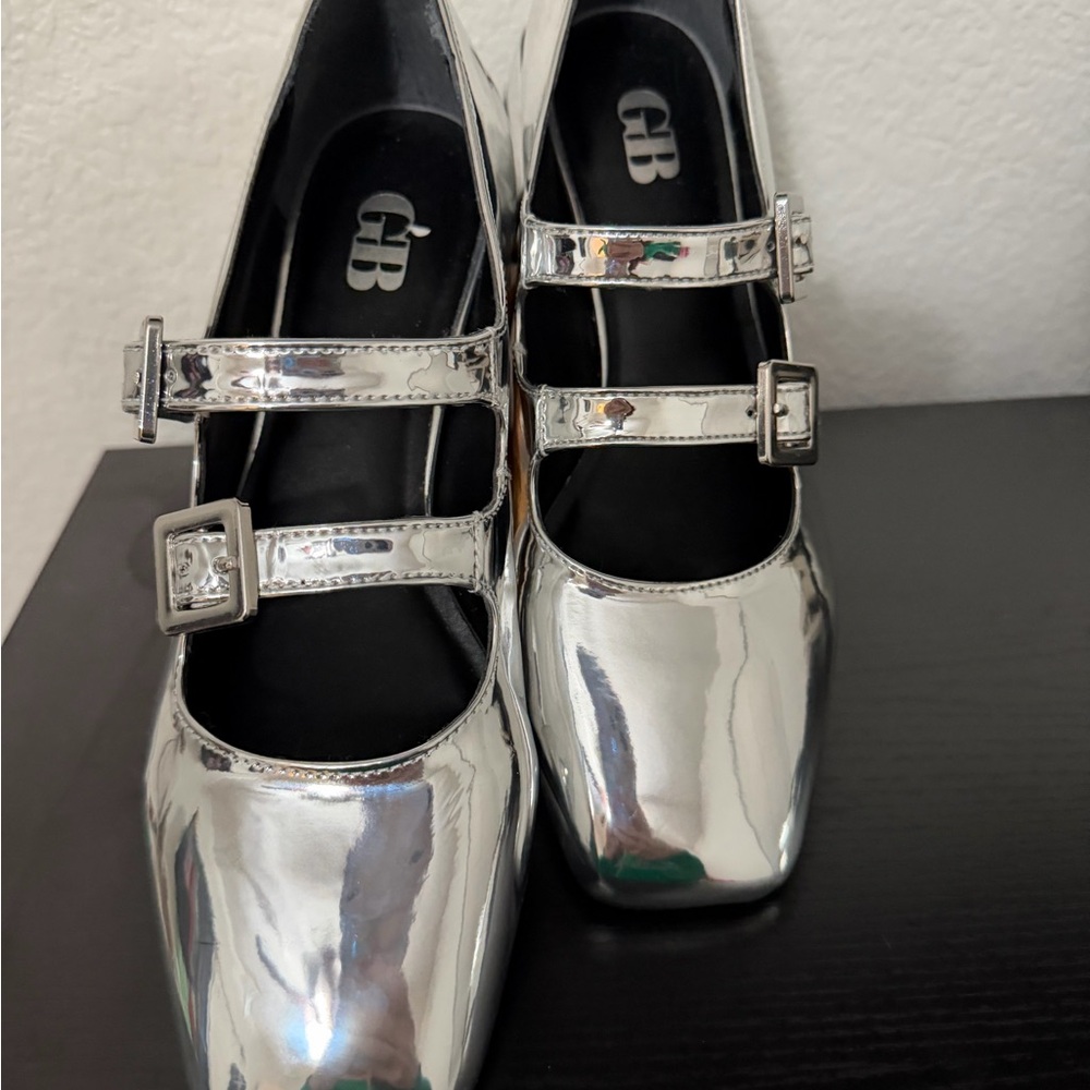Gianni Bini Silver Mary Jane Metallic Ballet Flats - Women's Shoes
